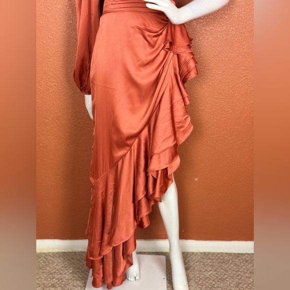 Mac Duggal One-Shoulder Ruffled Orange Dress - Picture 10 of 16